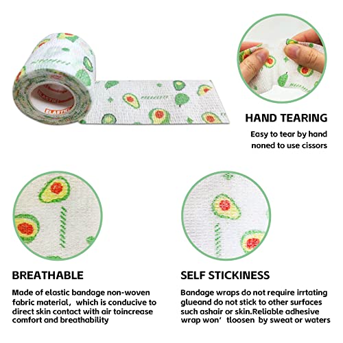 12Rolls Vet Tape Wrap, 2 inch Self Adhesive Bandage Wrap for Dog Pet | Cute Colorful Fruit, Vetwrap for Cat, Horse, Animals Wounds for Wrist, Healing, Ankle