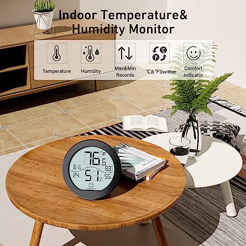 Indoor Digital Hygrometer Thermometer for Room Temperature Humidity Meter | SECRUI Thermometer Accuracy Calibration LCD Temperature Sensor with Maximum and Minimum Records,3 Pack - color: Black, size: TH1 x3
