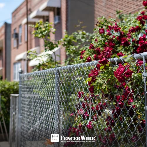 Fencer Wire 11.5 Gauge Durable Galvanized Steel Chain Link Fence Kit, Complete Fencing DIY Set w/Fence Fabric, Gate, Posts, Top Rails & Hardware for Yard, Garden & Animal Enclosures (4ft. x 104ft.) - color: Silver, size: 104 FT