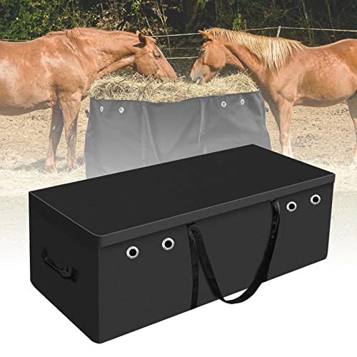 Tudomro Hay Bale Storage Bag-600d 44.4" x 22.8" x 18.7'' Extra Large Horse Hay Bag Black Heavy Duty for Horse Goats Storage Container Feeding Supplies for Feed Trailer