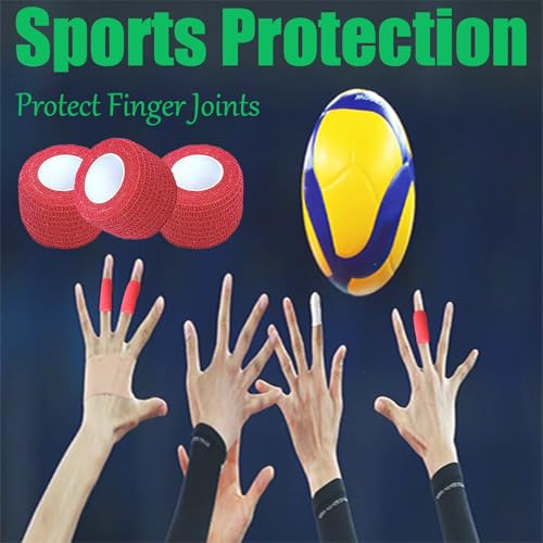 12 Pack Self Adhesive Wrap Bandage - Vet Wrap for Pets, Stretch Self-Adherent Cohesive Tape Breathable Athletic Tape Rolls (1 Inches x 5 Yards Each, Red) - color: Red