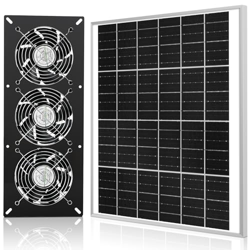 Fanspex Solar 3 Fan Kit Waterproofed for Chicken Coop, Greenhouse & Shed | High Velocity Solar Powered Fans for Outdoor Intake or Exhaust Air - size: 3 Fan Kit