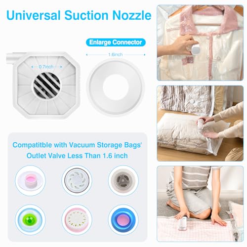 Cordless Electric Pump for Vacuum Storage Bags Travel Air Pump for Various Space Saver Bags Portable Rechargable Seal Bag Pump for Compression Clothes, Blanket, Luggage (White) - color: White