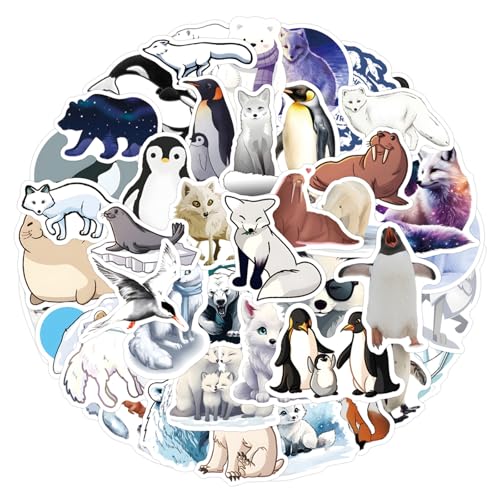 Cute Artic Animals Stickers Penguin Polar Bear Decals for Kids Teen 60PCS | Waterproof Vinyl Kawaii Artic Animal Sticker for Water Bottle Laptop Luggage Skateboard Gifts for Adult Decal Teachers Reward - color: Arctic