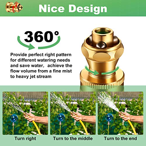 Hotop 3 Pack Big Shot Brass Hose Nozzle Adjustable Twist,3/4 Inch | Threaded Connector for Garden Hose, Heavy Duty Metal, Adjustable Spray Patterns, Leak Proof Seal, For Lawn Yard Watering - size: 3/4inch