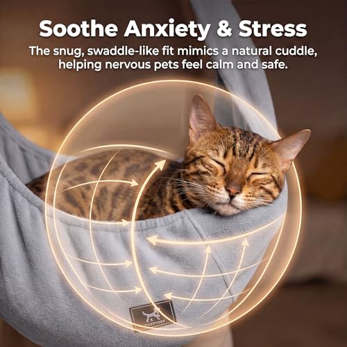 Donut Cat Sling Carrier for Small Pets 3-13 lbs, Soft Polar Fleece | Hands-Free Pet Pouch, Lightweight Indoor Cuddle Bag, Cozy Wearable Carrier for Cats, Kittens and Small Pets, Light Gray - color: Light Gray