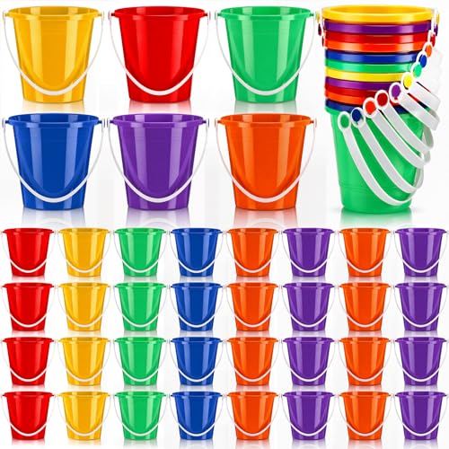 Didaey 24 Pcs 5 Inch Beach Buckets Bulk, Colorful Mini Sand Pails, 6 Colors - color: 6 Colors