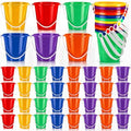 Didaey 24 Pcs 5 Inch Beach Buckets Bulk, Colorful Mini Sand Pails, 6 Colors - color: 6 Colors