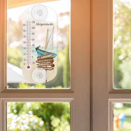La Crosse 204-1081MV2 8-inch Analog Capillary Window Thermometer with Parrot - color: Off Tan beach