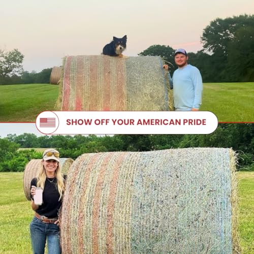 Freedom Round Bale Net Wrap, 64 in x 9000 ft, Fits 4 ft - 1 Roll | Red, White, and Blue Patriotic UV-resistant Polyethylene Net Wrap for Agricultural Hay, Corn stalks, and Alfalfa Baling