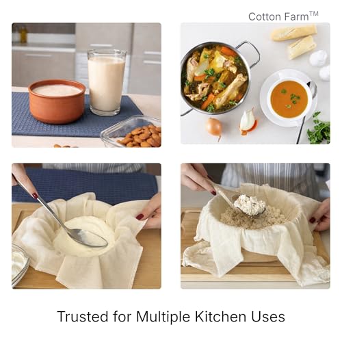Cotton Farm Grade 100 XL Cheese Cloth for Straining & Cooking; 36x36 Inch; 100% Unbleached Cotton Cheesecloth; Reusable with Finished Edges, Butter Muslin - size: 36 x 36 inch / 1 piece