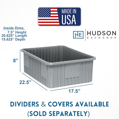 Hudson Exchange 22.5 x 17.5 x 8" (3 Pack) Customizable Divider Grid Box Container Tote, Gray - color: Gray, size: 3 Pack