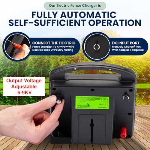 My Animal Command Solar Power Electric Fence Energizer Charger 0.2 Joules | Lithium Ion Battery, Containment, Protection, Livestock, Pet, Horses, Cattle, Sheep, Earthing rod included - size: Mini MAC2ML 0.2 Joules