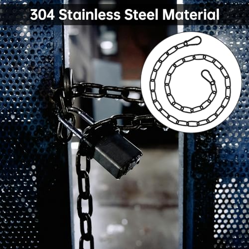 39 inch Gate Chain Lock with Both-Ended M5 Carabiners,Chain Dia 4 mm,Black | 304 Stainless steel, for outdoor fence gates,pet cages, easy to lock/unlock, extra security, for gate that wouldn’t stay shut - size: 39" x 5/32"