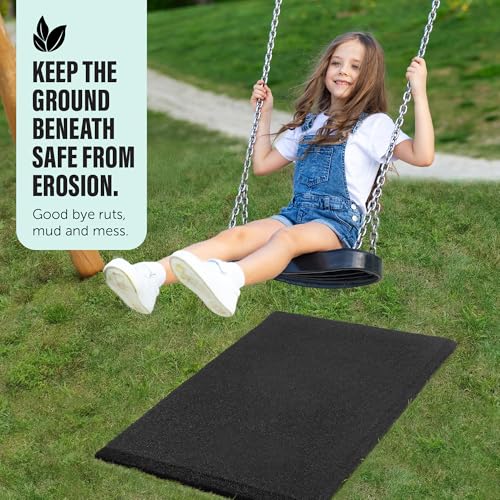 Heavy Duty Commercial Grade Rubber Playground Safety Mat - Playground Protection Mat for Swings and Slides - 54" Long X 32" Wide x 2" Thick (Black) - color: Black