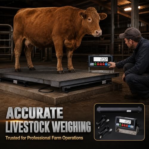 Livestock Weigh Beam Scale 10000lb Capacity with PS-IN202 Indicator, Heavy Duty Livestock Scale for Cattle, Hogs, Goats, Sheep, Chutes, Alleys, and Cage Weighing(36") - size: 36"