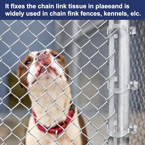 M METERXITY 6-Pack Brace Bands Chain Link Fence Parts, 13/16 Inch Galvanized Steel Chain Link Brace Band with Bolts and Nuts for Fence/Gate/Posts/Rust-Resistant [Silver] - size: 13/16 inch