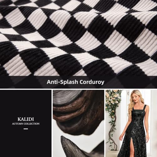 KALIDI Corduroy Tote Bag, Large Slouchy Hobo Messenger Crossbody Bag | Anti Splash Zipper Side Pockets Shoulder Bag Adjustable Strap Lightweight Casual Work Shopping Women - color: Checkerboard
