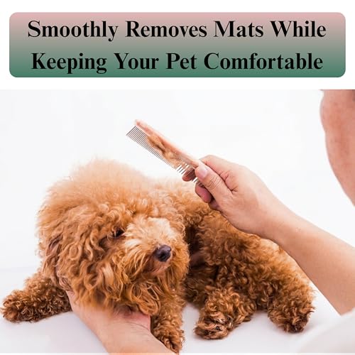 Kenchii Premium Satin Rose Gold Dog Grooming Comb, Small | Polished rounded scratch-resistant teeth, detangles coats and removes mats, finishing and fluffing - size: Small