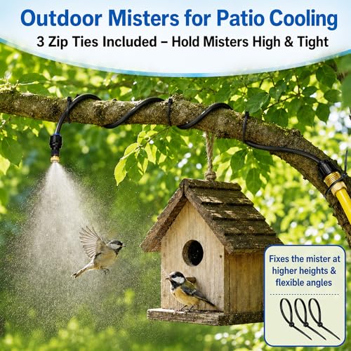 Hose Misters for Outside Patio, 60 Inch Standing Outdoor Mister for Cooling | Hose Misting Sprinkler Cooling System for Chicken Coop, Backyard, Garden, Tanning, BBQ, Pool, and Bird Bath, Black