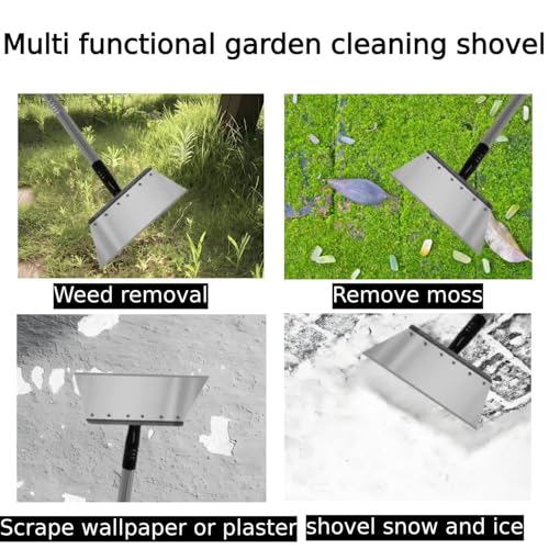 Garden Flat Shovel - Floor Scraper，Multifunctional Heavy Duty Weed Scraper | Adjustable Stainless Steel handle garden spade forlawn edging, digging, snow & ice removal, durable outdoor scraper tool