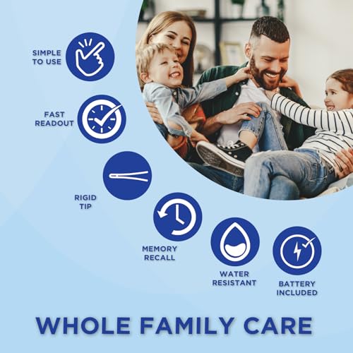 HealthWise 30-Second Rigid Tip Digital Thermometer | Oral, Rectal & Underarm Use, Fever Indicator, Waterproof, Storage Case & Probe Covers Included