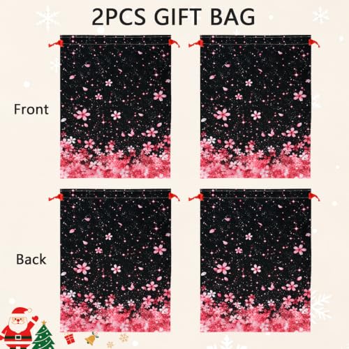 KzgtY Cherry Blossoms 2PCS Gift Bags with Drawstring, 16 x 12 Inch Reusable Present Sacks for Christmas,Brithday, Holidays,Parties & Gift Packaging - color: Cherry Blossoms