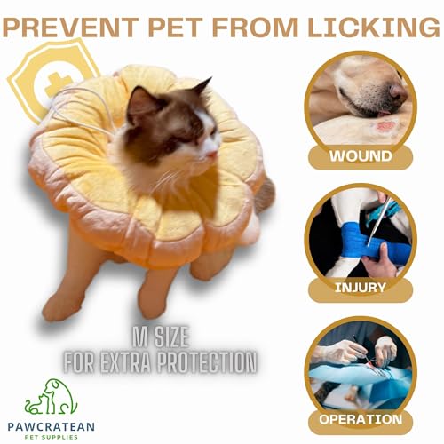 Adjustable Comfy Flower Style Elizabeth Collar for Cats Puppies Soft Recovery Cone Pet Protective Neck Collar (Yellow, Medium) - color: Yellow, size: Medium