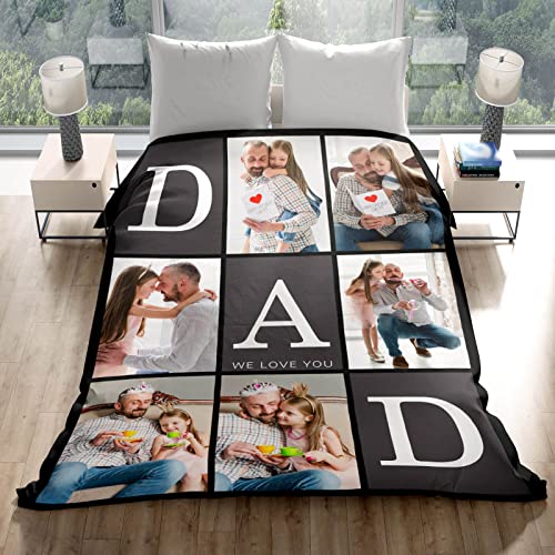 inkArts Gifts for Dad Customized Blanket with Photo, Make a Personalized Fathers Day Blankets with Picture to My Dad Custom Memories Souvenir Throw Blanket for Best Daddy Ever - color: 6 Photo-1