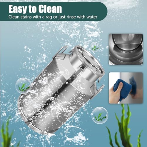 Stainless Steel Milk Can, 60 Liter Seamless Milk Jug Wine Pail Bucket 15.85 Gallon Anti-Leak Liquid Storage Container Milk Pail with Sealed Lid Heavy Duty for Milk and Wine (60L) - size: 60L