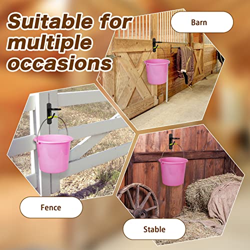 6 Pcs Bucket Hooks for Horses Bucket Hangers Holder Metal, Black | Equestrian Water Hangers for Stalls, Wall Mount with Screws, Barn Feed Holder, Equestrian Farmhouse Stable Supplies - color: Black