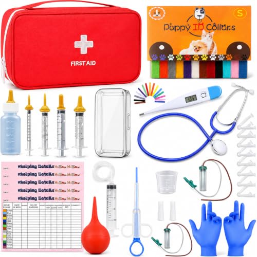 kewen Puppy Kitten Whelping Supplies, Whelping kit for Puppies Birth,Kitten Supplies,Dog Supplies,Puppy kit,Kitten Bottle Feeding kit for New Born Puppy Supplies and Kitten (Whelping Kit) - color: Blue