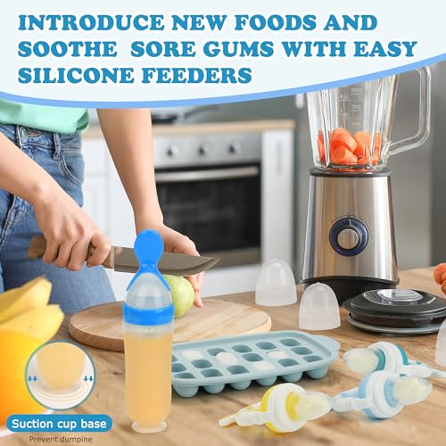 Food Feeder Baby Fruit Feeder Baby Breastmilk Popsicle Molds-& Baby Fruit Feeder-WAJIAYON Silicone Baby Food Freezer Tray,Baby Food Pacifier Feeder and Teether Easter Bunny Gifts for Boys and Girls - color: 1-Purple