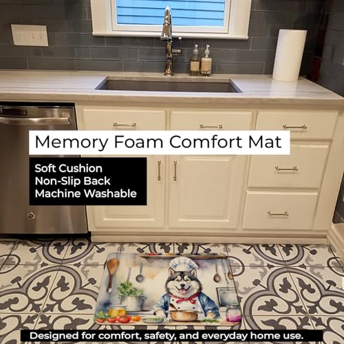Caroline's Treasures Alaskan Malamute The Chef Memory Foam Kitchen Mat Machine Washable Anti-Fatigue Mat Cushion Comfort Bath Mat or Kitchen Rug - color: Alaskan Malamute 6184