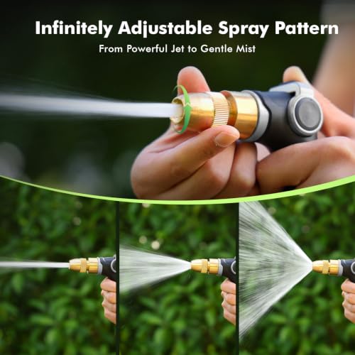 RESTMO Garden Hose Nozzle, Heavy Duty Water Hose Sprayer for Outdoor | Zinc Alloy Metal, Thumb Control, Precise Flow, Adjustable Spray Patterns, Leak-proof, Ideal for Lawn & Plant & Car, Silver - color: Silver