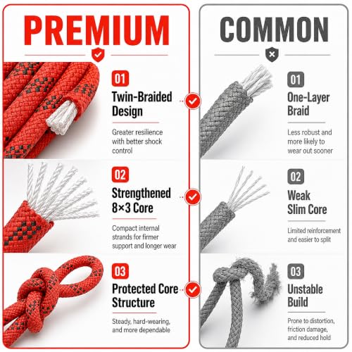 Braided Polyester Arborist Rope (3/8 inch X 100 feet) High Strength Bull Rope for Tree Work Truck Securing Camping Swing, Red - color: Red