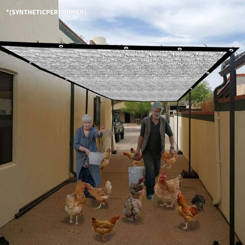 Shade Cloth-80% Aluminum Sunblock Neting,Durable Mesh Tarp with Grommets,Shade Cloth for Garden,Car, Outdoor Pergola,Greenhouse,Chicken Coop and Dog Kennel(Silver) - size: 6.5×10FT