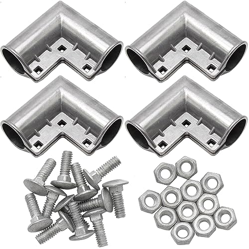 MDEOOSKY 4pcs Chain Link Fence Gate Corners Chain Link Gate Hardware Chain Link Fence Parts with 12pcs Bolts, Replacement for 1 3/8" X 1 3/8" Outdoor Diameter Pipe