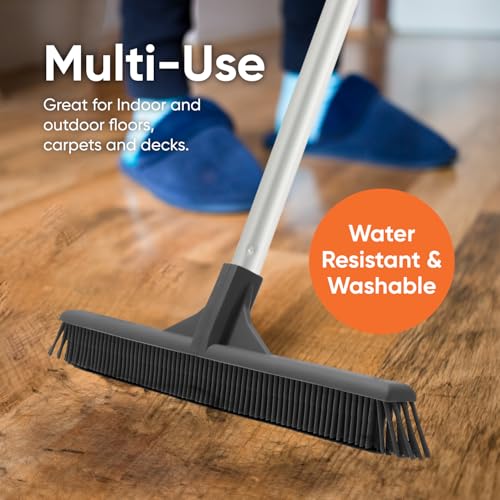 Superio 16"" Slim Silicone Salon Broom - Carpet Rake for Liquid, Human Hair, and Pet Hair, and Fur Space Saving and Easy to Wash, 12811274 - color: Silicone, size: 48"