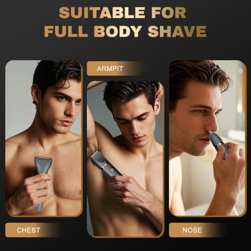 Men Ball Shaver, 3-in-1 Titanium Blade Pubic Trimmer IPX7 Wet Dry Electric Razor