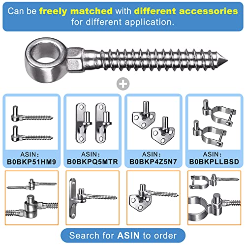 Insaga 304 Stainless Steel Gate Hinges for Wooden Fences, One-Piece Gate Hinge Eye for Wooden Farm Gate Hinge, Heavy Duty Gate Hinges with Hole Dia 5/8'' (2Pcs, M12) - color: M12-Hook Hinge-2pcs