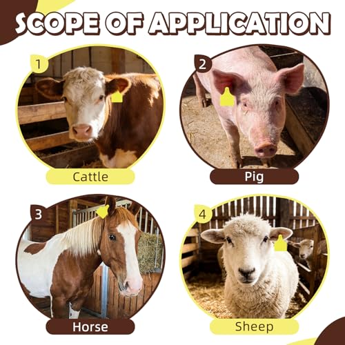 Blank Cattle Ear Tags 100PCS TPU Oversize 4.1x3 Inch Livestock Tags | Identification Tags for Cows Calves Cattle Goats Sheep Pigs Hog Fade Resistant Farm Animal Management (Yellow) - style: Yellow