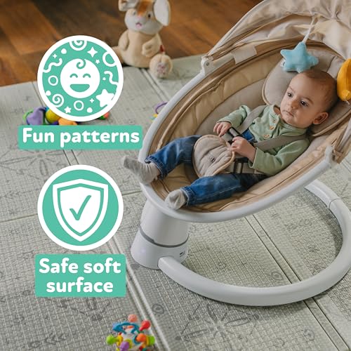 Nuby Reversible Baby Floor Mat | Gray Moon and Arrows - style: Graceful Gray