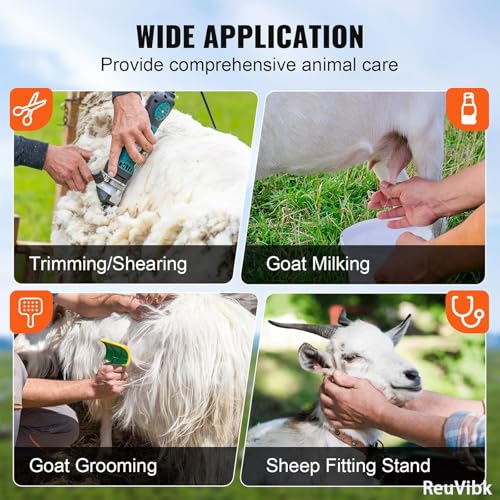 Sturdy Goat Sheep Stand, Livestock Trimming Goat Stand Adjustable Height 304 Stainless Steel Shearing Stand Portable Sheep Head Fixture, for Goat/Sheep Milking, Shearing & Trimming Stands