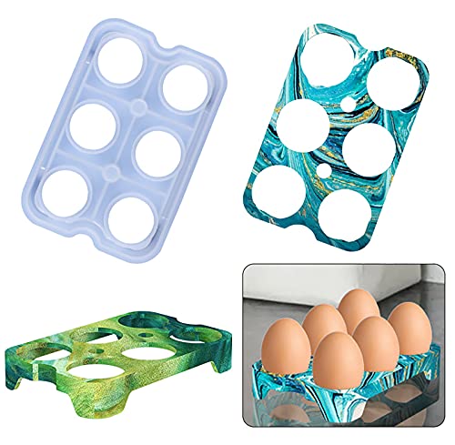 2 Set 6 Cups Egg Holder Silicone Resin Mold Egg Tray Rack Organizer Epoxy Silicone Casting Molds for Fridge, Refrigerator, Kitchen, Pantry, 3D DIY Making Decor Art Crafts