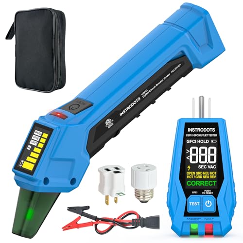 Circuit Breaker Finder, AC 90-135V Circuit Tracer Tool Kit | Breaker Finder with GFCI Outlet Tester, Buzzer Alarm & Color Display, Includes Carrying Case, Adapter, Alligator Clips - size: Circuit Breaker Finder Tool Kit