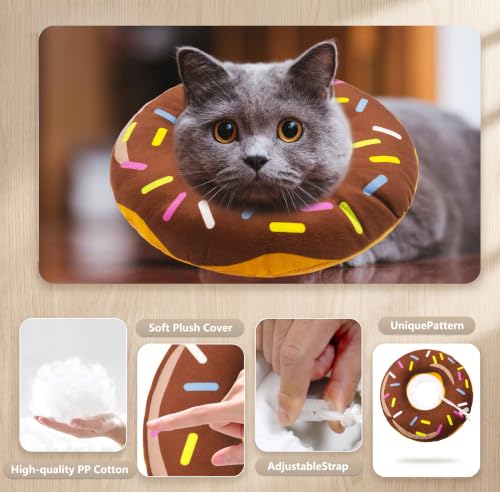 Cat Cone Collar Soft, Adjustable Cat Recovery Cone (Brown, L) | Stop Licking, Cute Kitten Donut Collar After Surgery, Elizabethan Collars for Kittens, Lightweight Cats Neck Cones - color: Brown, size: Large
