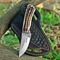 Custom Handmade 7'' fixed blade hoof rasp knife/Cow boy knife/Damascus steel Bull cutter knife, cowboy knives with pancake leather sheath (SUSA 122) - color: SUSA 122
