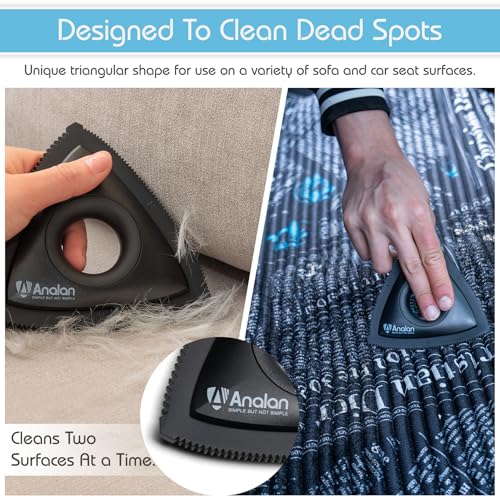 Analan Mini Pet Hair Remover for Car Detailing Dog Hair Tool(Blue Violet) | Deep Cleaning, Reusable Rubber, Gentle on Fabrics, Triangle Design For Car Interiors, Couch, Rugs, Carpet, Mats & Furniture - color: Sapphire Blue