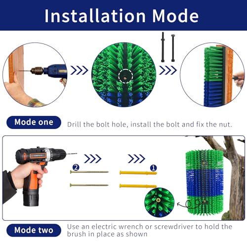 Livestock Scratching Brush Green Upgraded Large Goat Brush Cow Scratcher Brush Anti-Itch Tool Massage Grooming Cattle Brush With 12 Screws For Horses，Goat,Cattle,Cow,Sheep, Pigs（2pack） - size: 2 pack